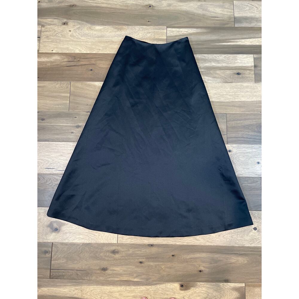 Ann Taylor Black Satin High‑Waist Maxi Skirt Fully Lined Size 4 - Picture 4 of 8